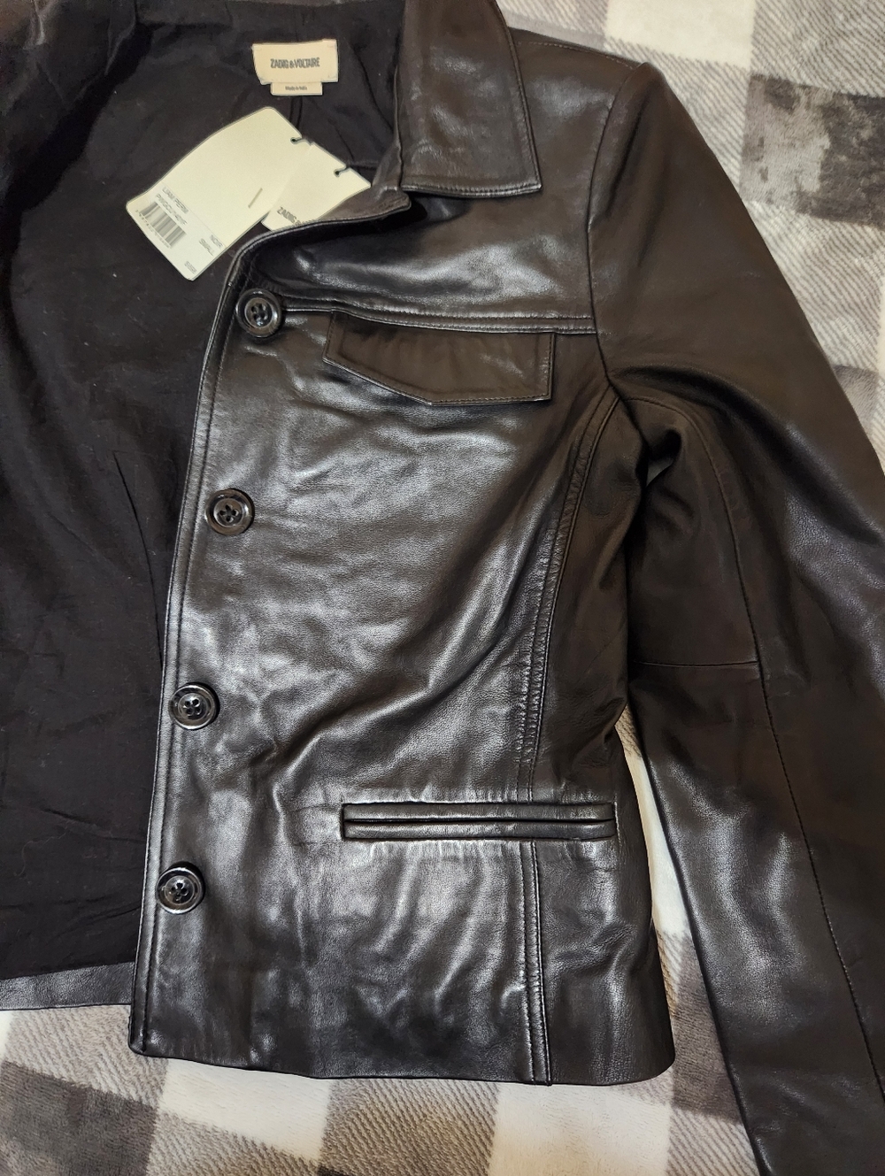 Zadig & Voltaire Liam Lamb Leather Button Up Jacket Nwt Size Small - Picture 13 of 16